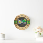 Rustic Green Tractor Faux Wood Ronde Klok (Huis)