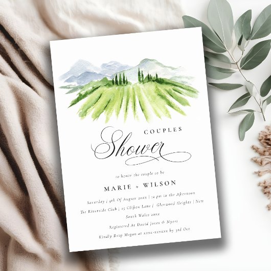 Rustic Green Vineyard Couples Invitation de douche