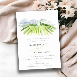 Rustic Green Vineyard Couples Invitation de douche