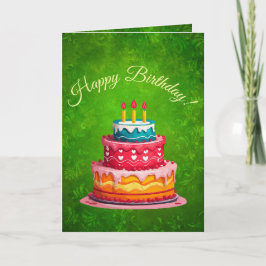 Rustic Green Vintage Floral Birthday Greeting Card Kaart