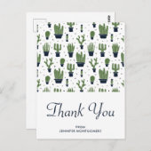 Rustic Green Woestijn Cactus Patroon Bedankt Briefkaart (Voorkant / Achterkant)