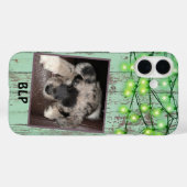 Rustic Green Wood Custom Square Photo Puppy Case-Mate iPhone Case (Achterkant (horizontaal))