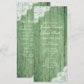Rustic Green Wood Lace Vertical Wedding Programs Programma (Voorkant / Achterkant)