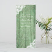 Rustic Green Wood Lace Vertical Wedding Programs Programma (Staand voorkant)
