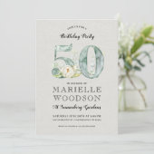 Rustic Greenery 50th Birthday Party Kaart (Staand voorkant)
