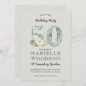 Rustic Greenery 50th Birthday Party Kaart (Voorkant / Achterkant)