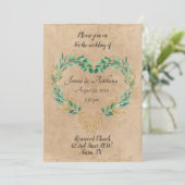 Rustic Greenery Antiek Heart Beauful Wedding Kaart (Staand voorkant)