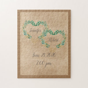 Rustic Greenery Antiek Heart Beauful Wedding Legpuzzel