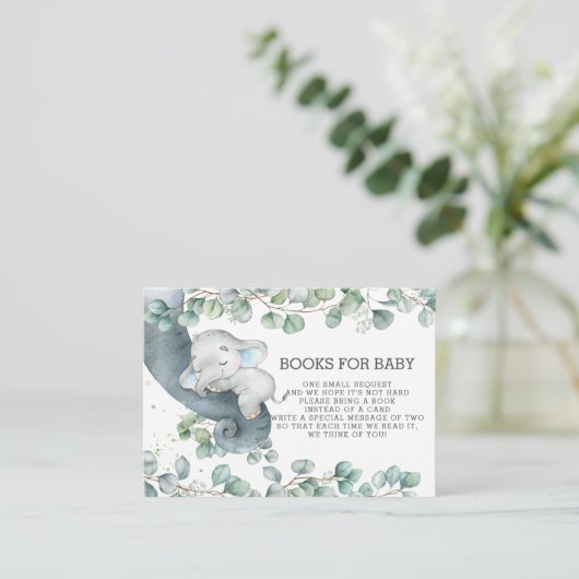 Rustic Greenery Baby Elephant brengt in plaats daa Informatiekaartje (Staand voorkant)