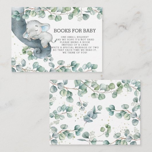 Rustic Greenery Baby Elephant brengt in plaats daa Informatiekaartje (Voorkant / Achterkant)