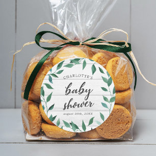 Rustic Greenery Baby shower Ronde Sticker