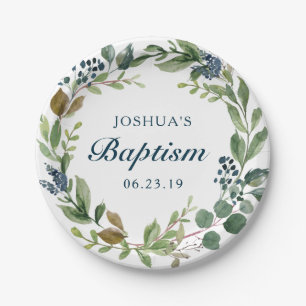 Rustic Greenery Baptism Paper Bord