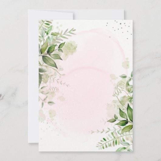 Rustic Greenery Blush Pink Couples Shower Invites (Achterkant)