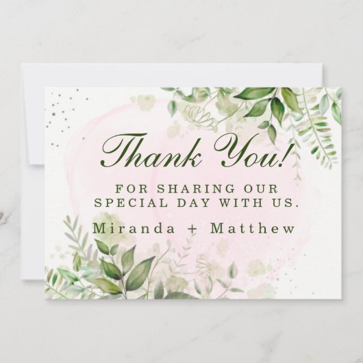 Rustic Greenery Blush Pink Weddenschap Kaart (Voorkant)