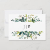 Rustic Greenery Bouquet redt de datum Save The Date (Achterkant)