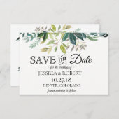 Rustic Greenery Bouquet redt de datum Save The Date (Voorkant / Achterkant)