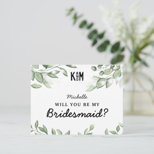 Rustic Greenery Bridesmaid proposal Kaart (Staand voorkant)