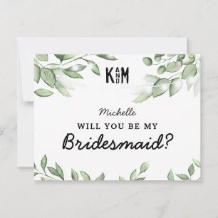 Rustic Greenery Bridesmaid proposal Kaart