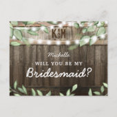Rustic Greenery Bridesmaid proposal Kaart (Voorkant)