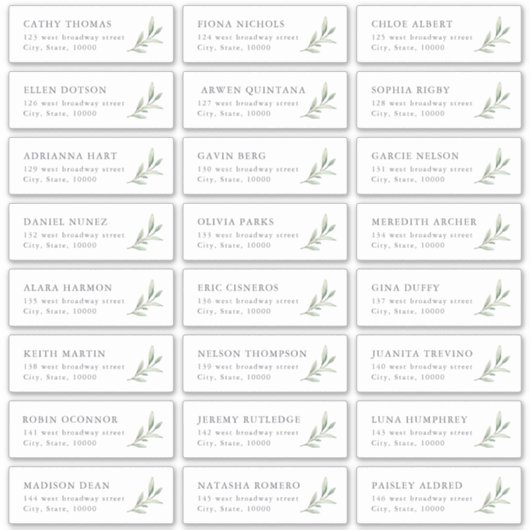 Rustic greenery bruiloft label gastadres (Voorkant)