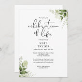 Rustic Greenery Celebration of Life Funeral Kaart (Voorkant / Achterkant)