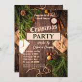 Rustic Greenery Company Kerstparty Uitnodiging (Voorkant / Achterkant)