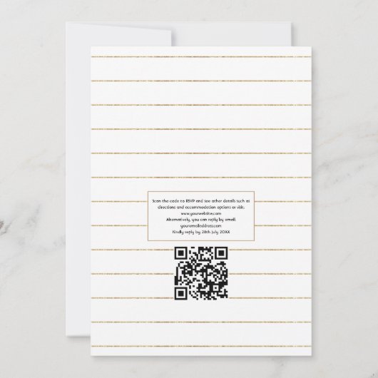 Rustic Greenery Country Barn QR Code RSVP Weddensc Kaart (Achterkant)