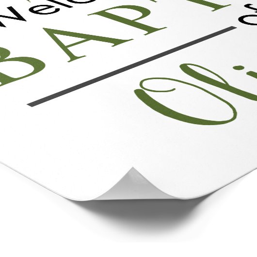 Rustic Greenery Cross Boy Baptism Welkom Poster (Hoek)