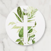 Rustic Greenery Cross Boy Baptisme Bedankjes Labels (Voorkant)