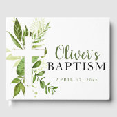 Rustic Greenery Cross Boy Baptisme Gastenboek (Voorkant)