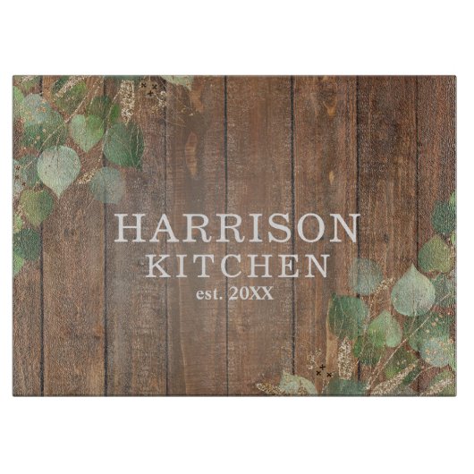 Rustic Greenery Custom Kitchen Name Cutting Board Snijplank (Voorkant)