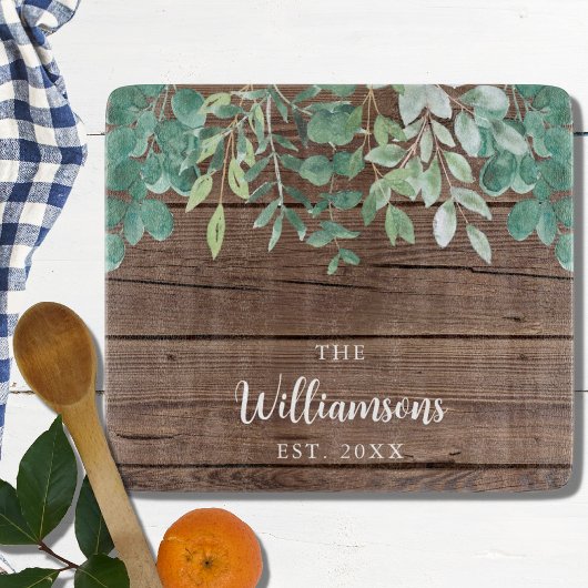 Rustic Greenery Custom Name Snijplank