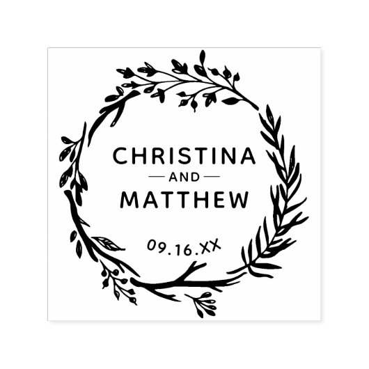 Rustic Greenery die sparen de Datum Zelfinktende Stempel (Design)