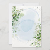 Rustic Greenery Dusty Blue Airy Wedding Kaart (Achterkant)