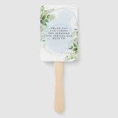 Rustic Greenery Dusty Blue Wedding Bedankt Handwaaier (Achterkant)