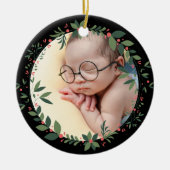 Rustic Greenery Eerste Kerstjaar Keramisch Ornament (Voorkant)