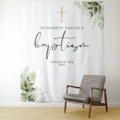 Rustic Greenery Elegant Baptism Fotoachtergrond Wandkleed (In situ)