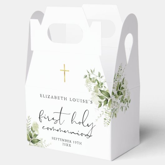 Rustic Greenery Elegant First Heilige Communie Bedankdoosjes (Geopend)