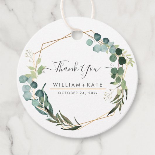 Rustic Greenery Eucalyptus Bedankt Bedankjes Labels (Voorkant)