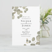 Rustic Greenery Eucalyptus Elegant Modern Wedding Kaart (Staand voorkant)