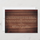Rustic Greenery Eucalyptus Gold Script Weddenschap Bedankkaart (Achterkant)
