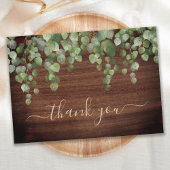 Rustic Greenery Eucalyptus Gold Script Weddenschap Bedankkaart