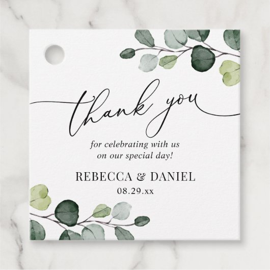 Rustic Greenery Eucalyptus Hartelijk dank Bedankjes Labels (Voorkant)