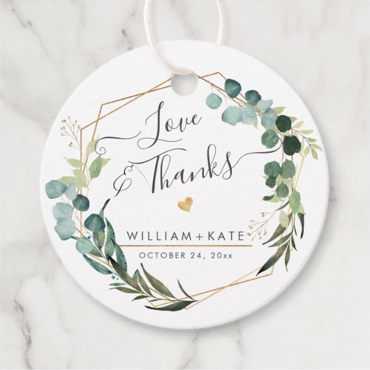 Rustic Greenery Eucalyptus Liefde+Dank Bedankjes Labels (Voorkant)