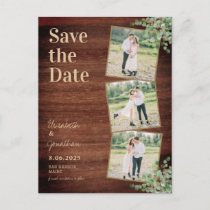 Rustic Greenery Eucalyptus Photo Save the Date Briefkaart