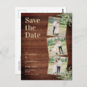 Rustic Greenery Eucalyptus Photo Save the Date Briefkaart (Voorkant / Achterkant)