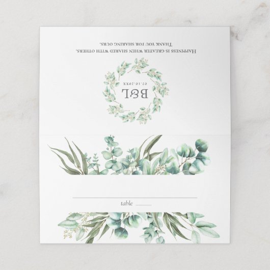 Rustic Greenery Eucalyptus Waterverf Wedding (Buitenkant ongevouwen)