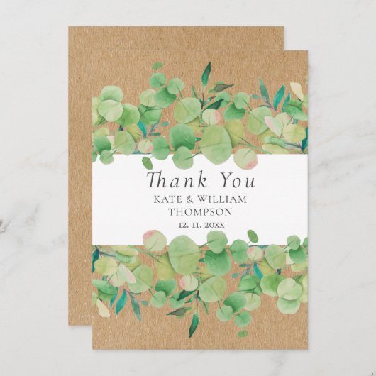 Rustic Greenery Eucalyptus Weddenschap Bedankkaart (Voorkant / Achterkant)
