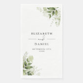 Rustic Greenery Floral Elegant Names Datum Servet (Voorkant)