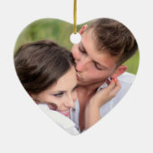 Rustic Greenery Foto ons eerste kerstfeest Keramisch Ornament (Achterkant)